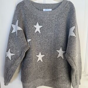 Women’s Bunulu Cozy Gray Star Pattern Sweater, 
Size:XL, EUC